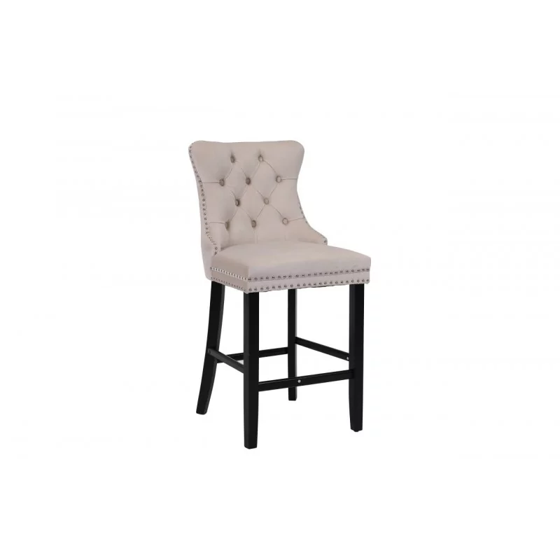 Tabouret capitonné WINDSOR velours beige – Style bar chic