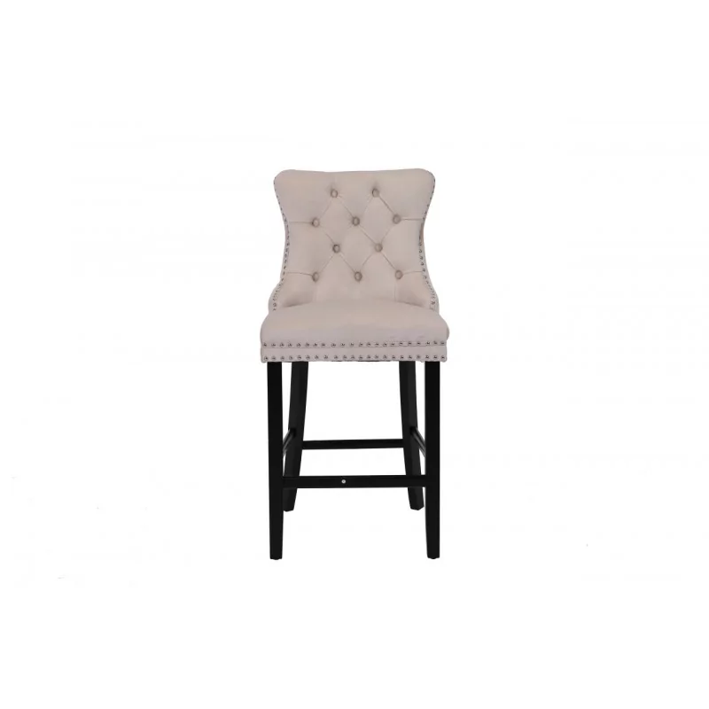Tabouret capitonné WINDSOR velours beige – Style bar chic