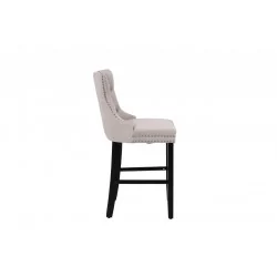 Tabouret capitonné WINDSOR velours beige – Style bar chic