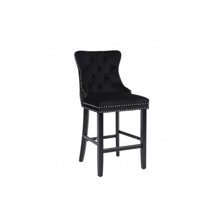 Tabouret WINDSOR velours noir – Style capitonné chic