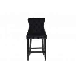 Tabouret WINDSOR velours noir – Style capitonné chic
