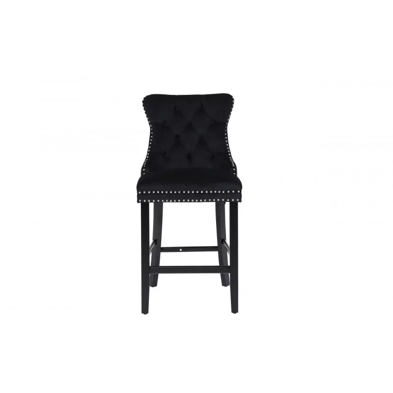 Tabouret WINDSOR velours noir – Style capitonné chic