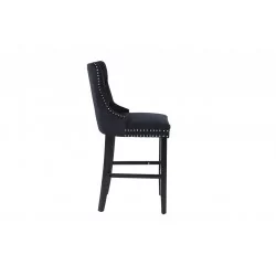 Tabouret WINDSOR velours noir – Style capitonné chic