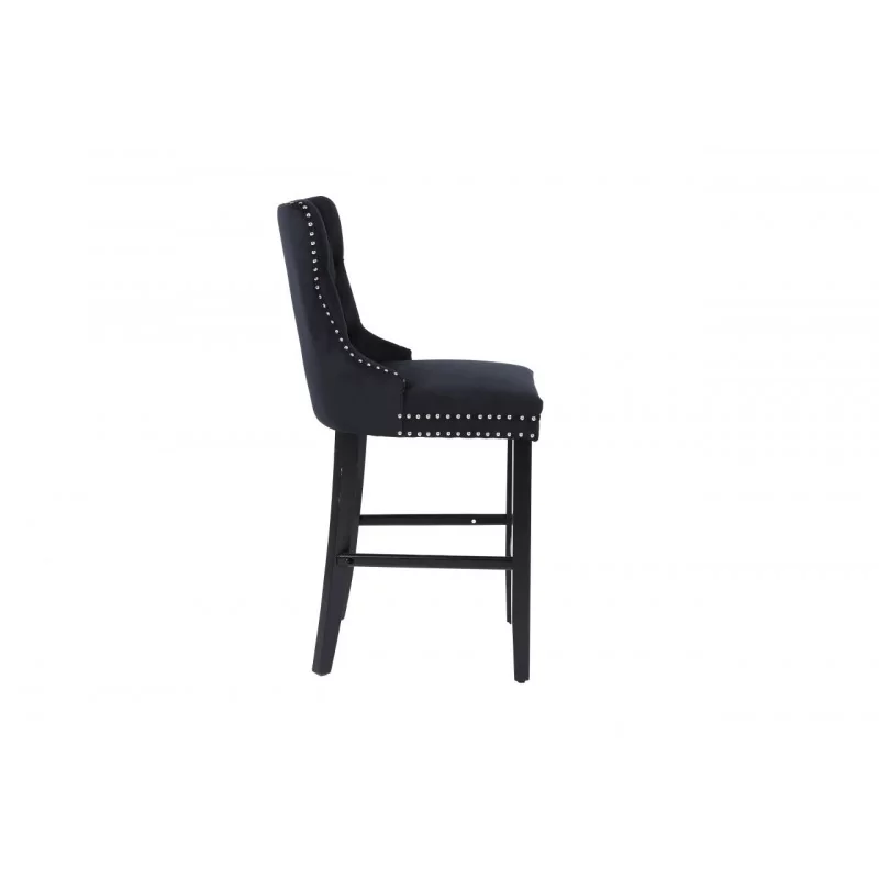 Tabouret WINDSOR velours noir – Style capitonné chic