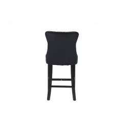 Tabouret WINDSOR velours noir – Style capitonné chic