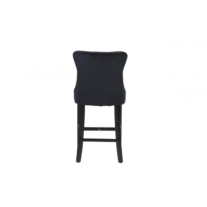 Tabouret WINDSOR velours noir – Style capitonné chic