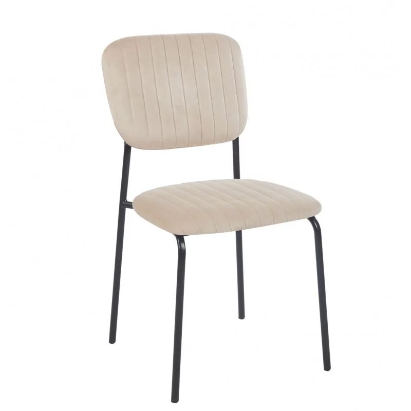 Chaise MIA Velours Beige – Élégance & Confort Empilable | Golddeco