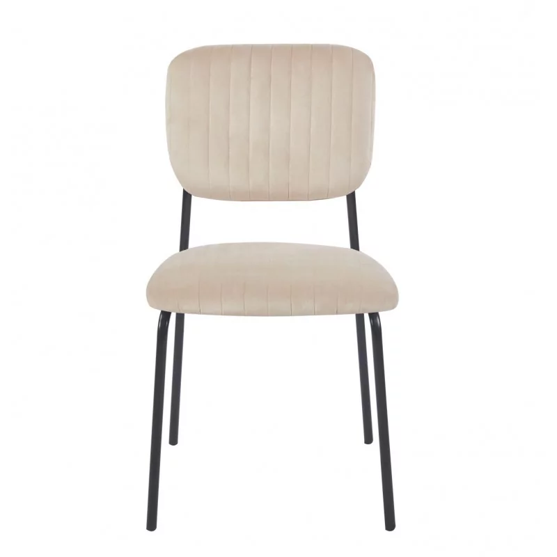Chaise MIA Velours Beige – Élégance & Confort Empilable | Golddeco