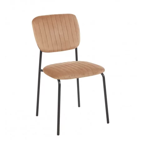 Chaise MIA Cappuccino – Velours Chic & Confort Empilable | Golddeco