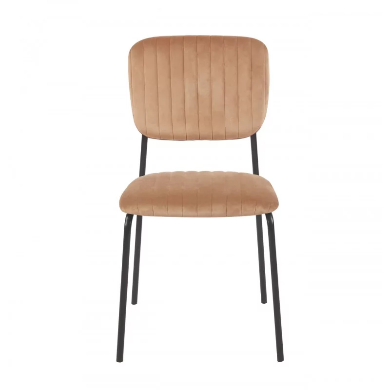 Chaise MIA Cappuccino – Velours Chic & Confort Empilable | Golddeco