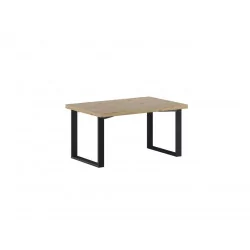 Table basse aspect chêne artisanal – Pieds noirs métal – 101x67 cm