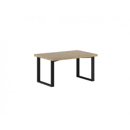 Table basse aspect chêne artisanal – Pieds noirs métal – 101x67 cm