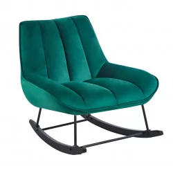 Fauteuil à bascule NORDIC – Velours vert & structure noire