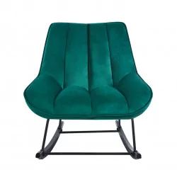 Fauteuil à bascule NORDIC velours vert – Design scandinave & confort