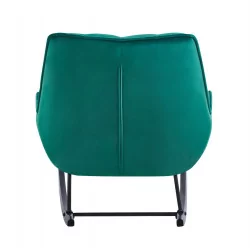 Fauteuil à bascule NORDIC velours vert – Design scandinave & confort