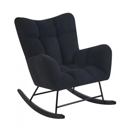 Fauteuil à bascule COCOON noir – Tissu bouclette & confort moderne