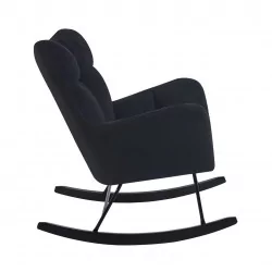 Fauteuil à bascule COCOON noir – Tissu bouclette & confort moderne