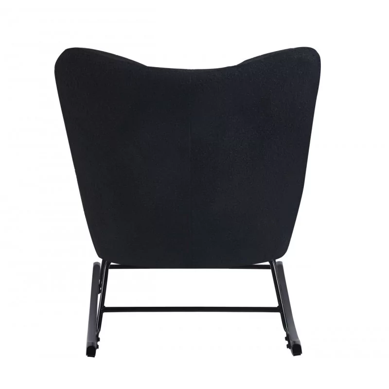 Fauteuil à bascule COCOON noir – Tissu bouclette & confort moderne