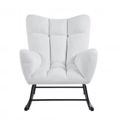 Fauteuil à bascule COCOON blanc – Tissu bouclette & style scandinave