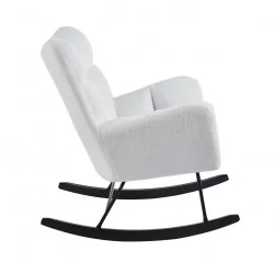 Fauteuil à bascule COCOON blanc – Tissu bouclette & style scandinave