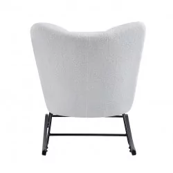 Fauteuil à bascule COCOON blanc – Tissu bouclette & style scandinave