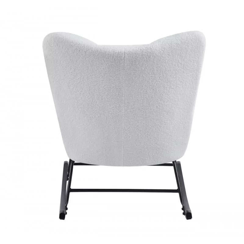 Fauteuil à bascule COCOON blanc – Tissu bouclette & style scandinave