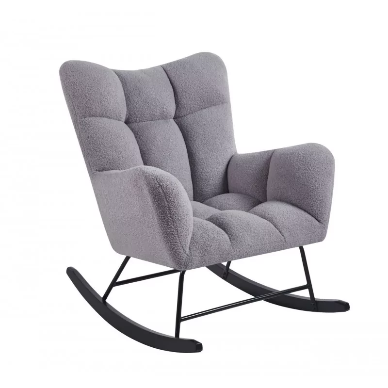 Fauteuil à bascule COCOON gris – Confort moderne & tissu bouclette
