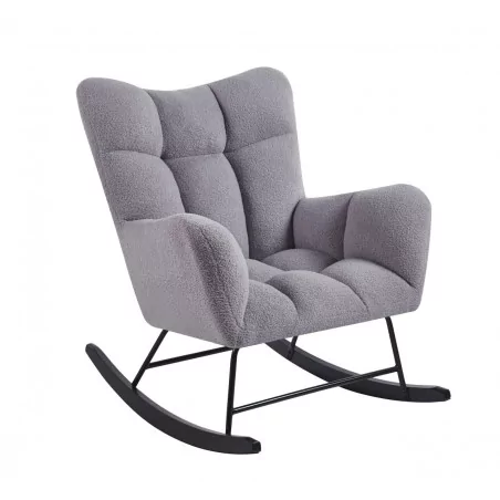 Fauteuil à bascule COCOON gris – Confort moderne & tissu bouclette