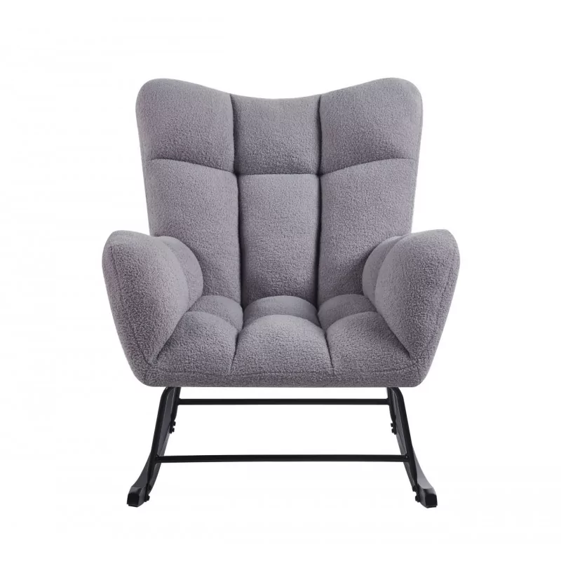 Fauteuil à bascule COCOON gris – Confort moderne & tissu bouclette