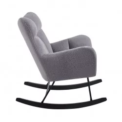 Fauteuil à bascule COCOON gris – Confort moderne & tissu bouclette