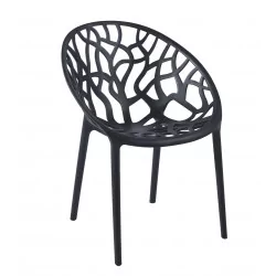 Chaise Design Ajourée Noire – Polypropylène UV Résistant | Golddeco