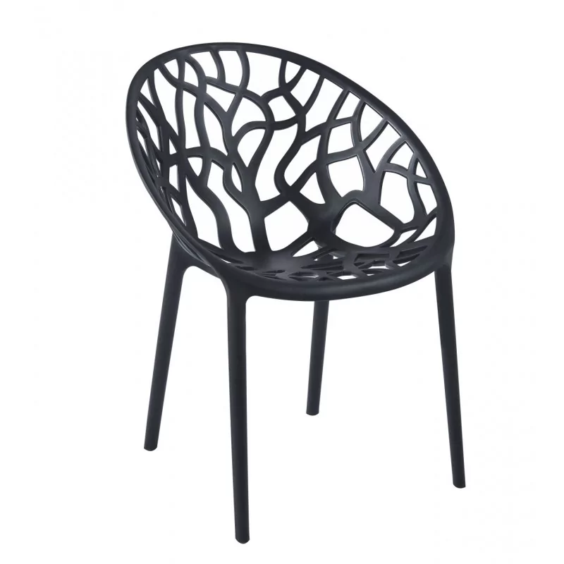 Chaise Design Ajourée Noire – Polypropylène UV Résistant | Golddeco