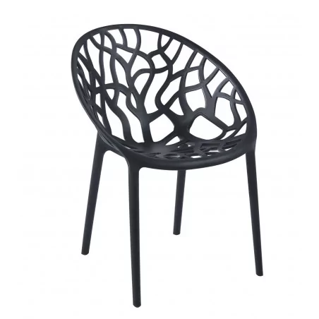 Chaise Design Ajourée Noire – Polypropylène UV Résistant | Golddeco