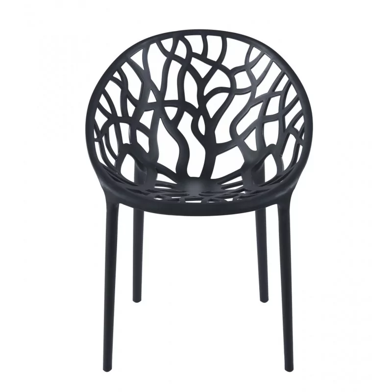 Chaise Design Ajourée Noire – Polypropylène UV Résistant | Golddeco