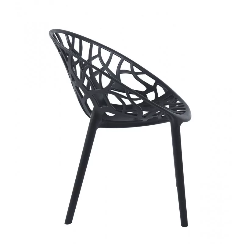 Chaise Design Ajourée Noire – Polypropylène UV Résistant | Golddeco
