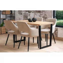 Table Milano – Chêne doré & pieds noirs Golddeco