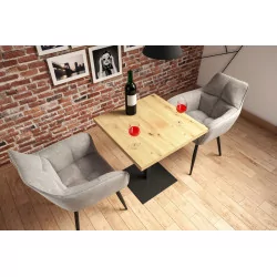 Table Bistro Carrée – Chêne artisanal & noir Golddeco