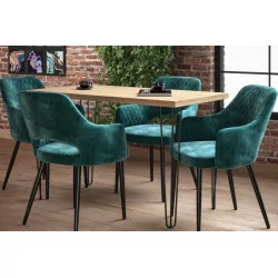 Table Ligna – Pieds filaires noirs & chêne doré Golddeco