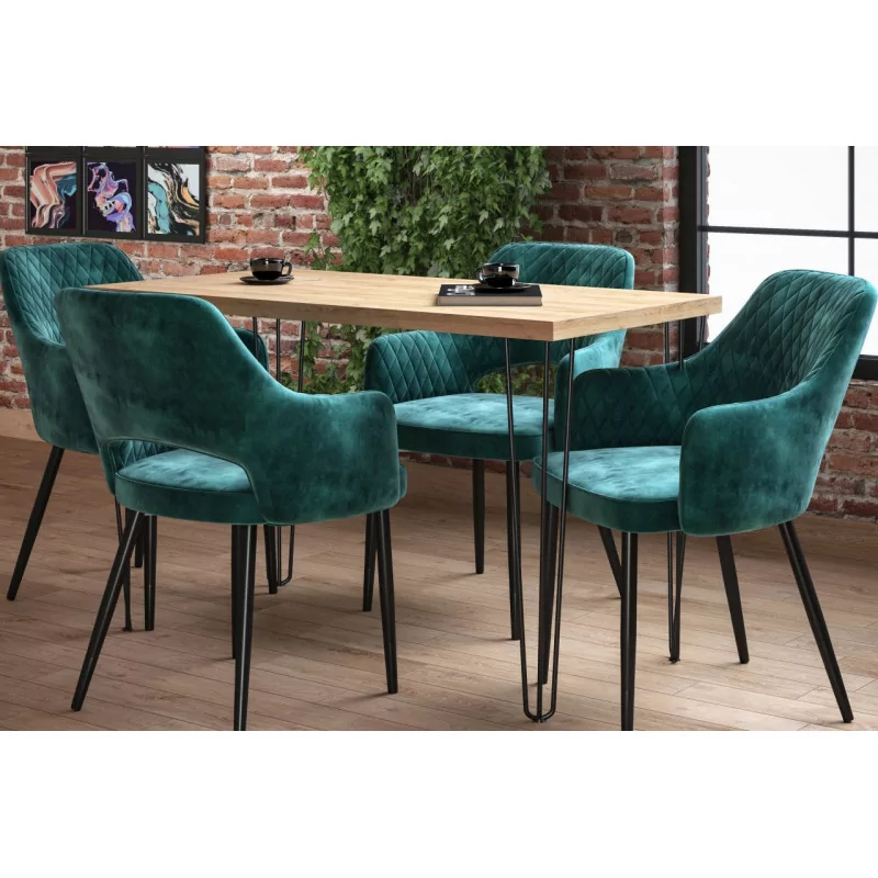 Table Ligna – Pieds filaires noirs & chêne doré Golddeco