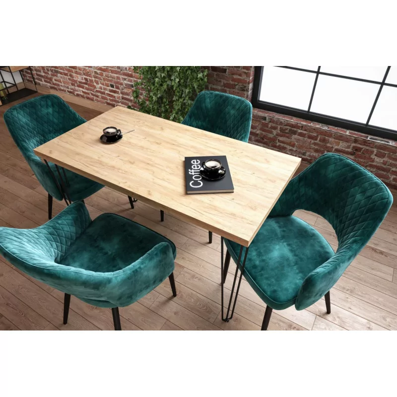 Table Ligna – Pieds filaires noirs & chêne doré Golddeco