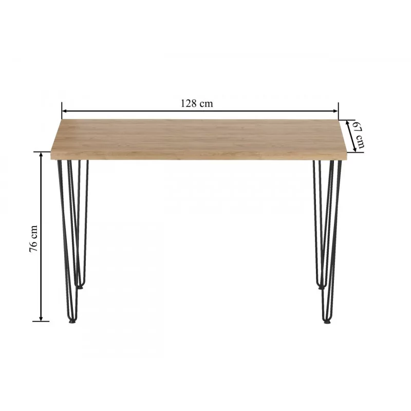 Table Ligna – Pieds filaires noirs & chêne doré Golddeco