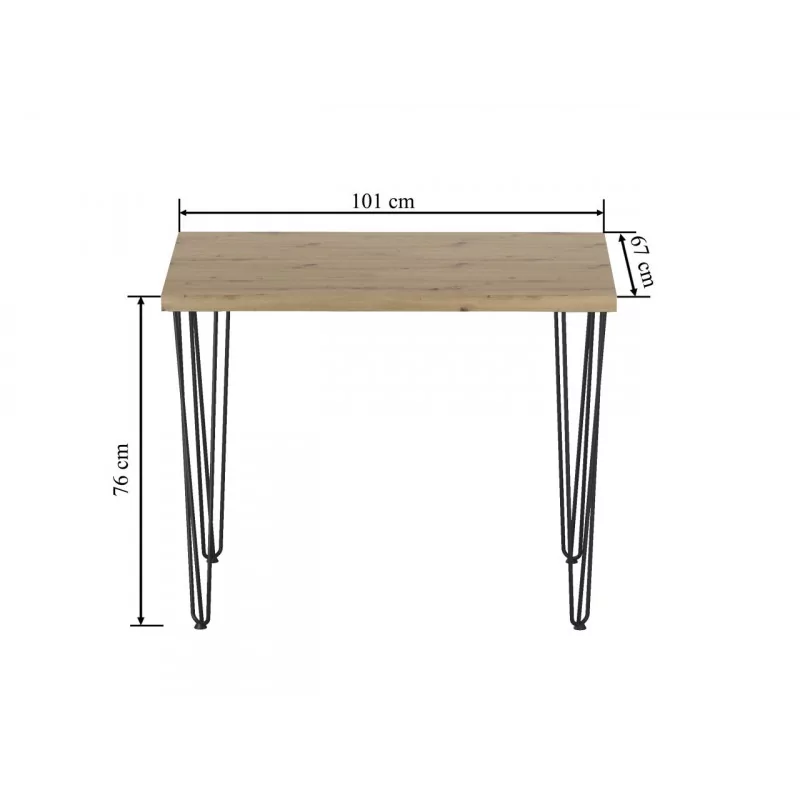 Table Ligna Rectangulaire – Chêne artisanal & noir Golddeco