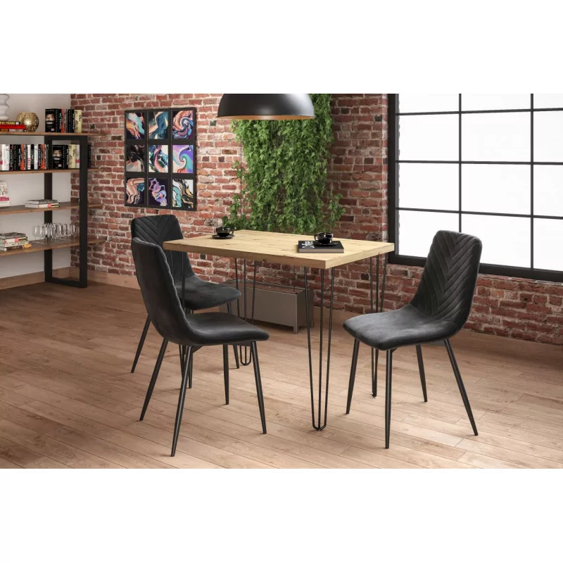 Table Ligna Rectangulaire – Chêne artisanal & noir Golddeco