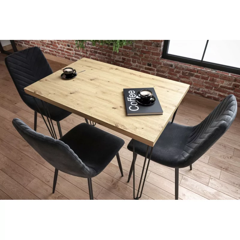 Table Ligna Rectangulaire – Chêne artisanal & noir Golddeco