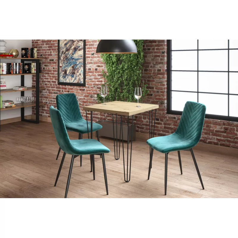 Table Ligna Carrée – Chêne artisanal & noir Golddeco