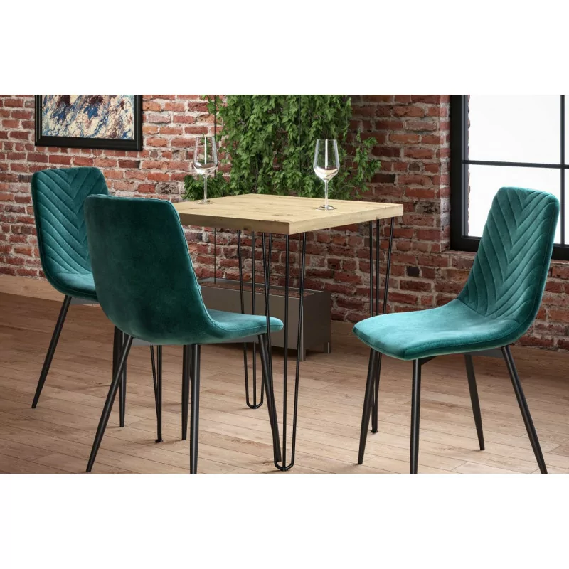 Table Ligna Carrée – Chêne artisanal & noir Golddeco