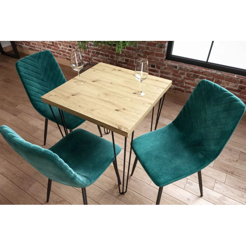 Table Ligna Carrée – Chêne artisanal & noir Golddeco