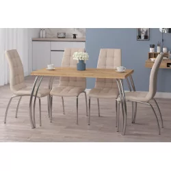 Table Arcadia – Pieds chromés & chêne doré Golddeco