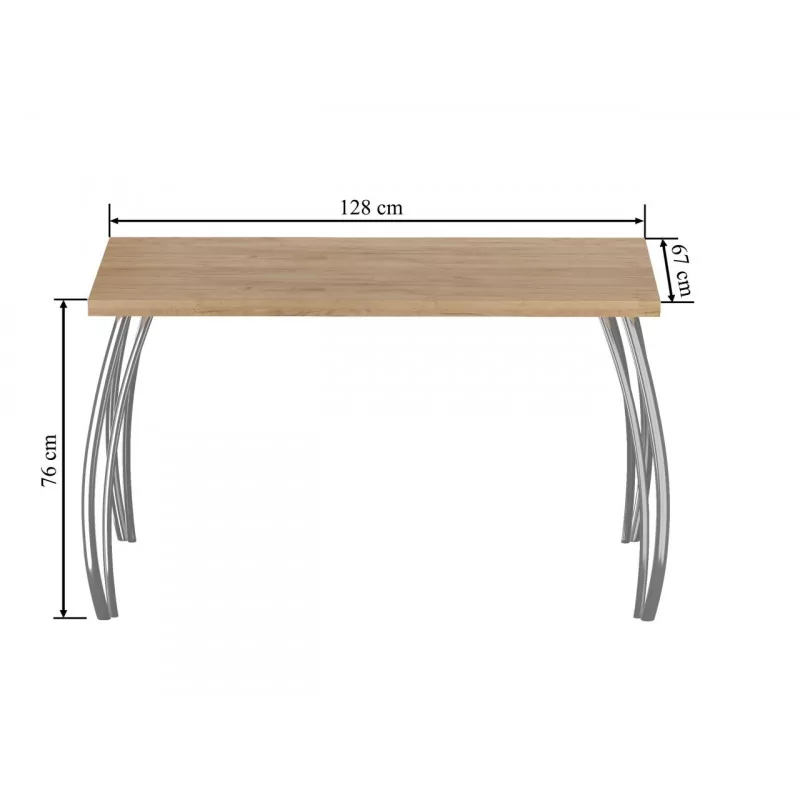 Table Arcadia – Pieds chromés & chêne doré Golddeco