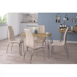 Table Arcadia Compact – Chêne artisanal & chrome Golddeco